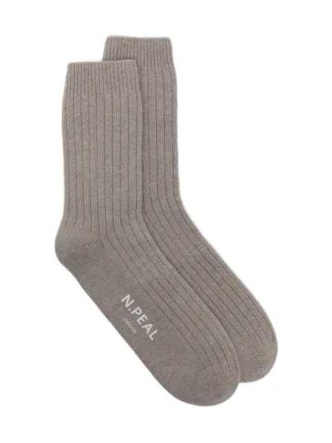 N.Peal ribbed-knit cashmere socks