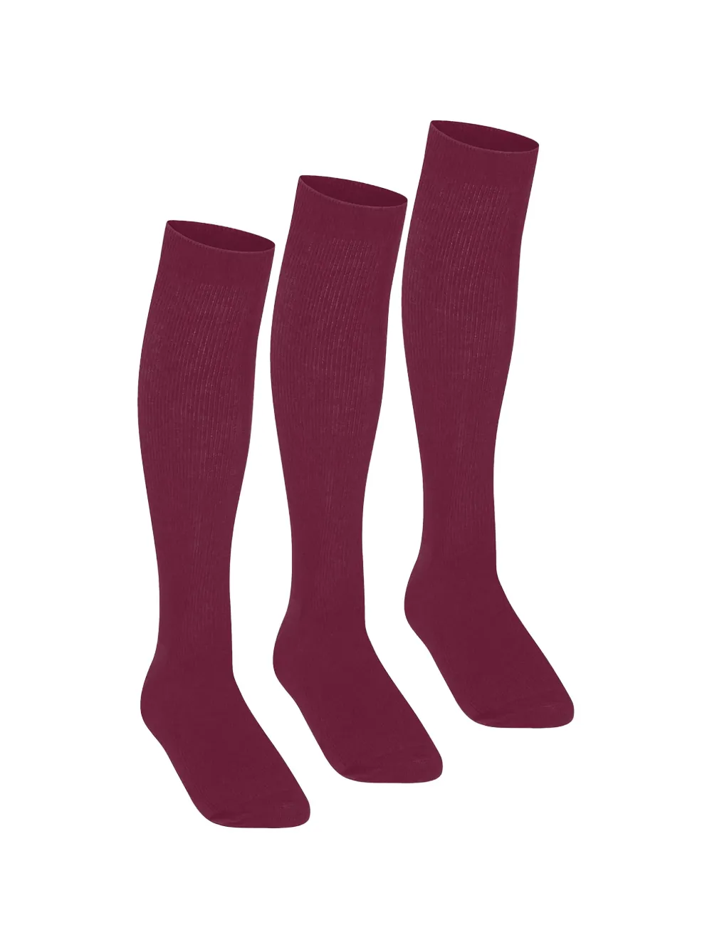 Zeco Schoolwear kids Drie paar ribgebreide kniesokken Rood