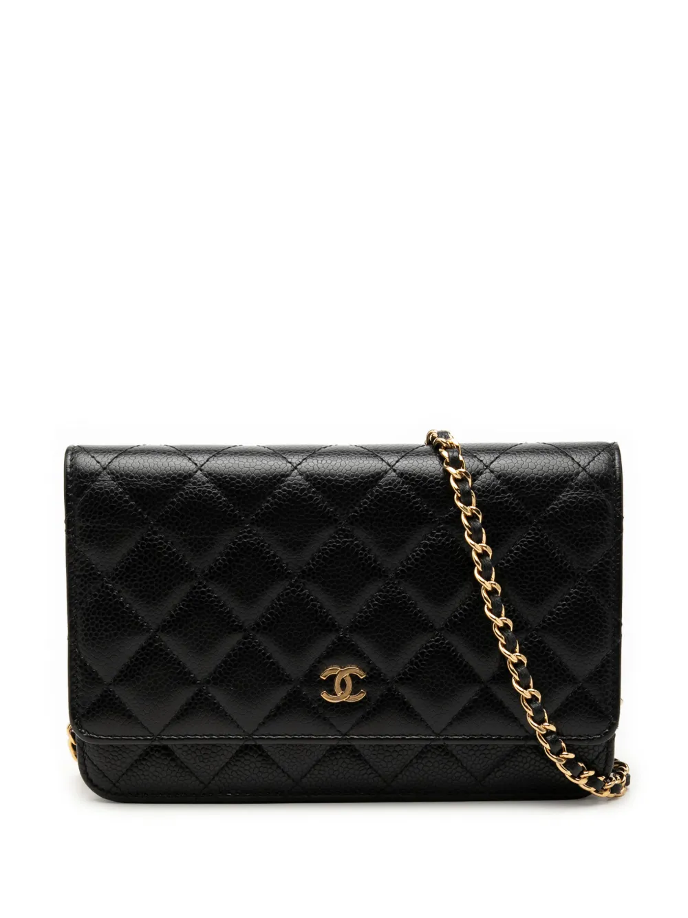 CHANEL Pre-Owned 2019 CC Wallet on Chain Umhängetasche aus gestepptem Kaviarleder - Schwarz