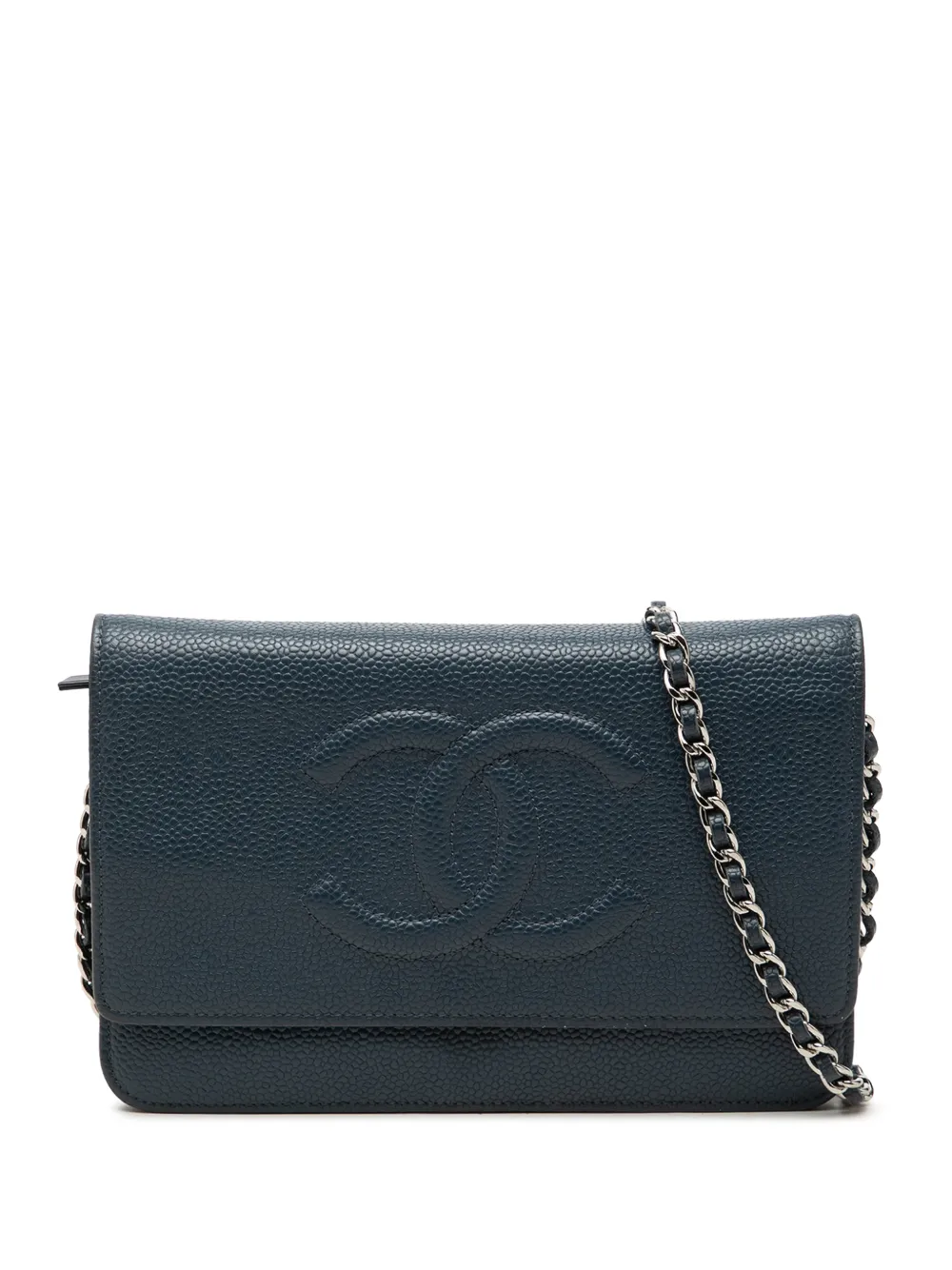 CHANEL Pre-Owned Borsa a tracolla CC in pelle Caviar con catena 2013-2014 - Blu