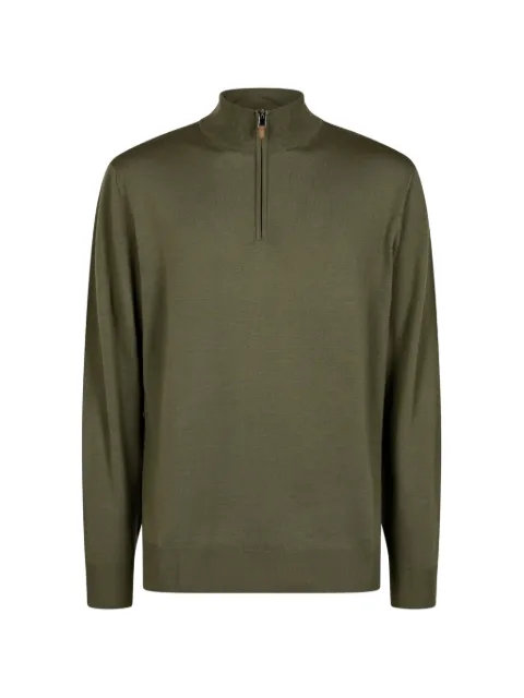 Canali half-zip ribbed-trim sweater