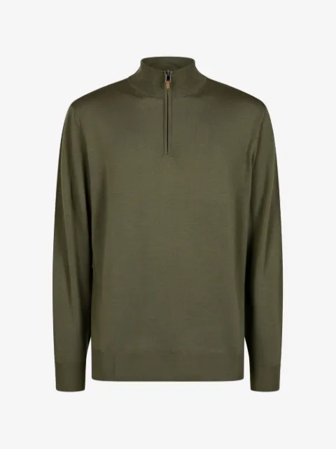 Canali half-zip ribbed-trim sweater
