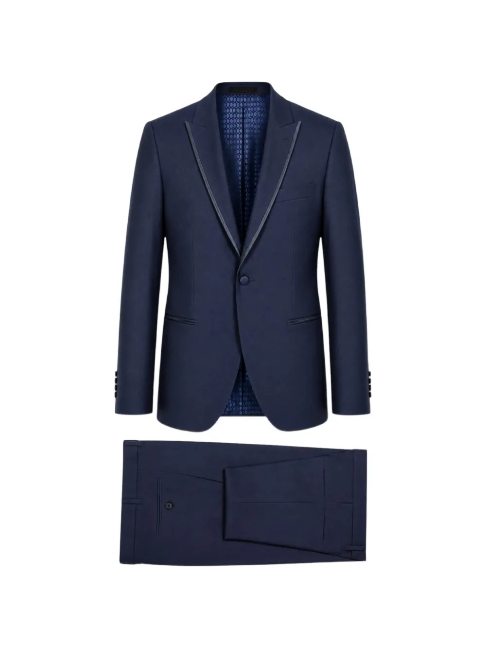 RAMON SANJURJO satin-trim peaked-lapel dinner suit - Blu