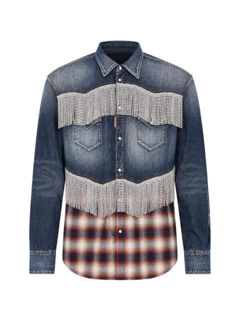 DSQUARED2 strass-embellished panelled shirt