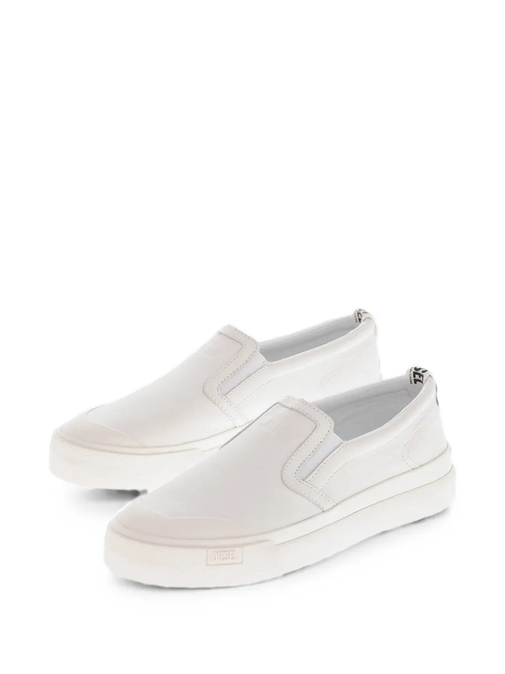 Diesel S-ATHOS leather slip-on sneakers Beige