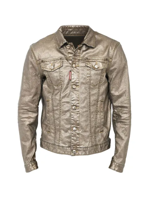 DSQUARED2 metallic-effect logo-patch jacket