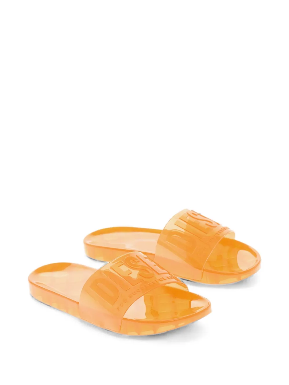 Diesel logo-embossed slides Oranje