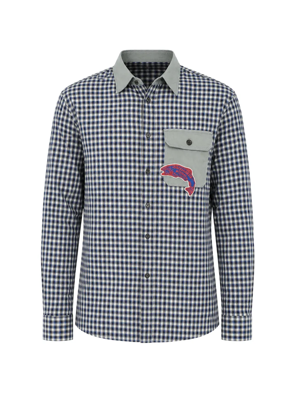 DSQUARED2 checked-pattern patch-detail shirt - Blau