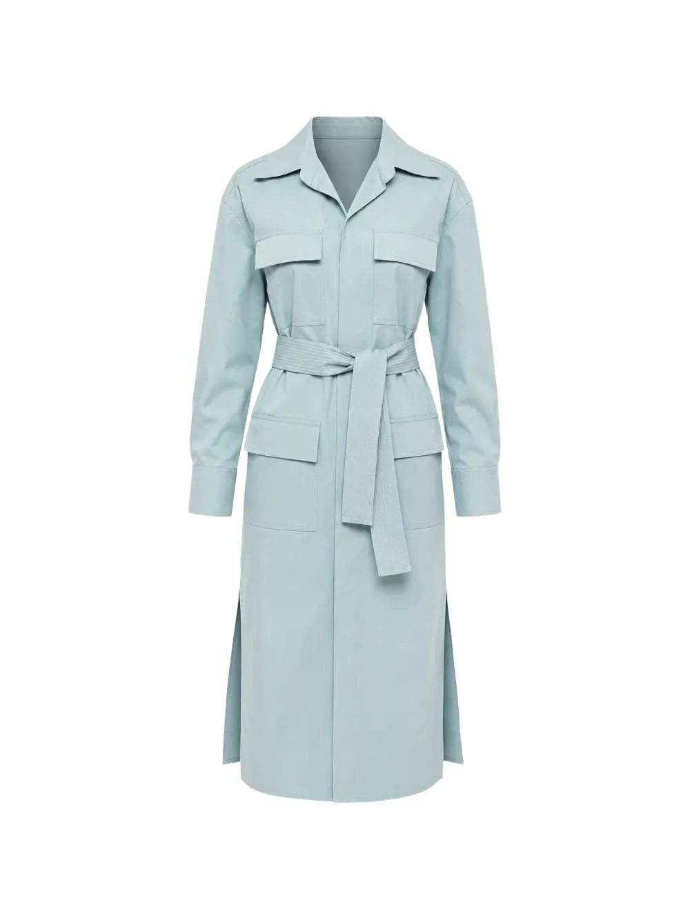 SUPER BLOND belted utility shirt midi dress - Blau