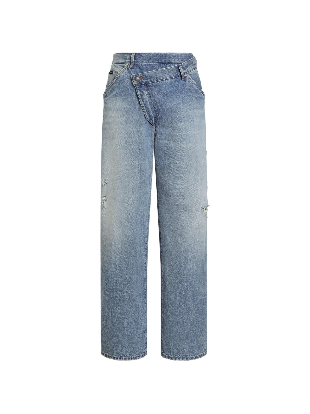 Dolce & Gabbana asymmetric-waistband distressed jeans - Blu