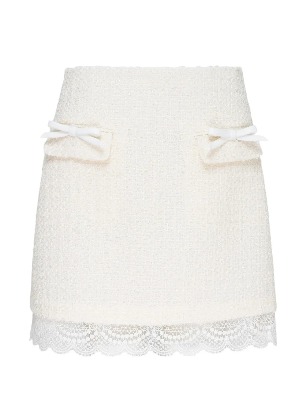 Self-Portrait bouclé lace-trim mini skirt - Neutrals