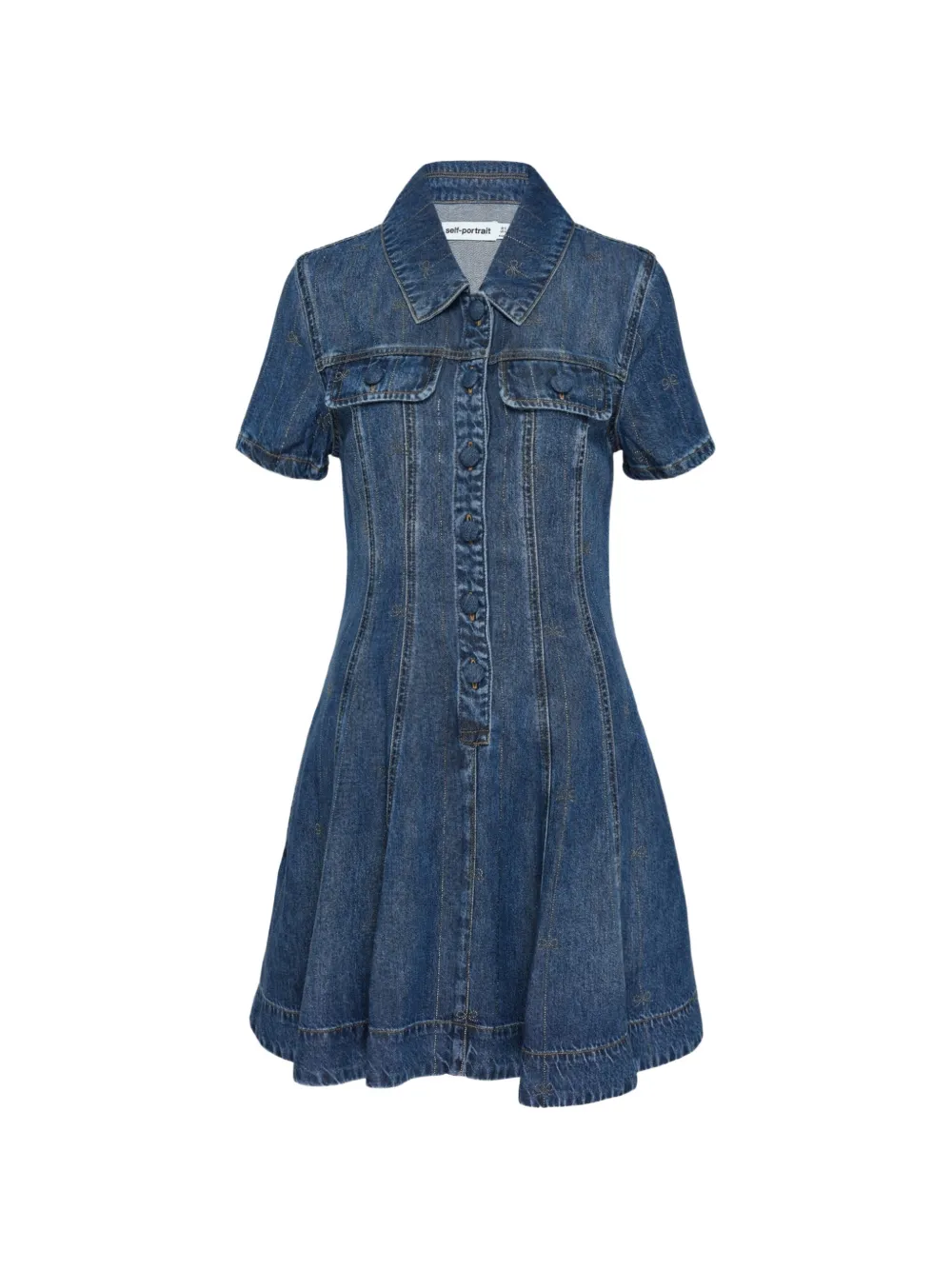Self-Portrait rhinestone-embellished striped mini dress - Blau