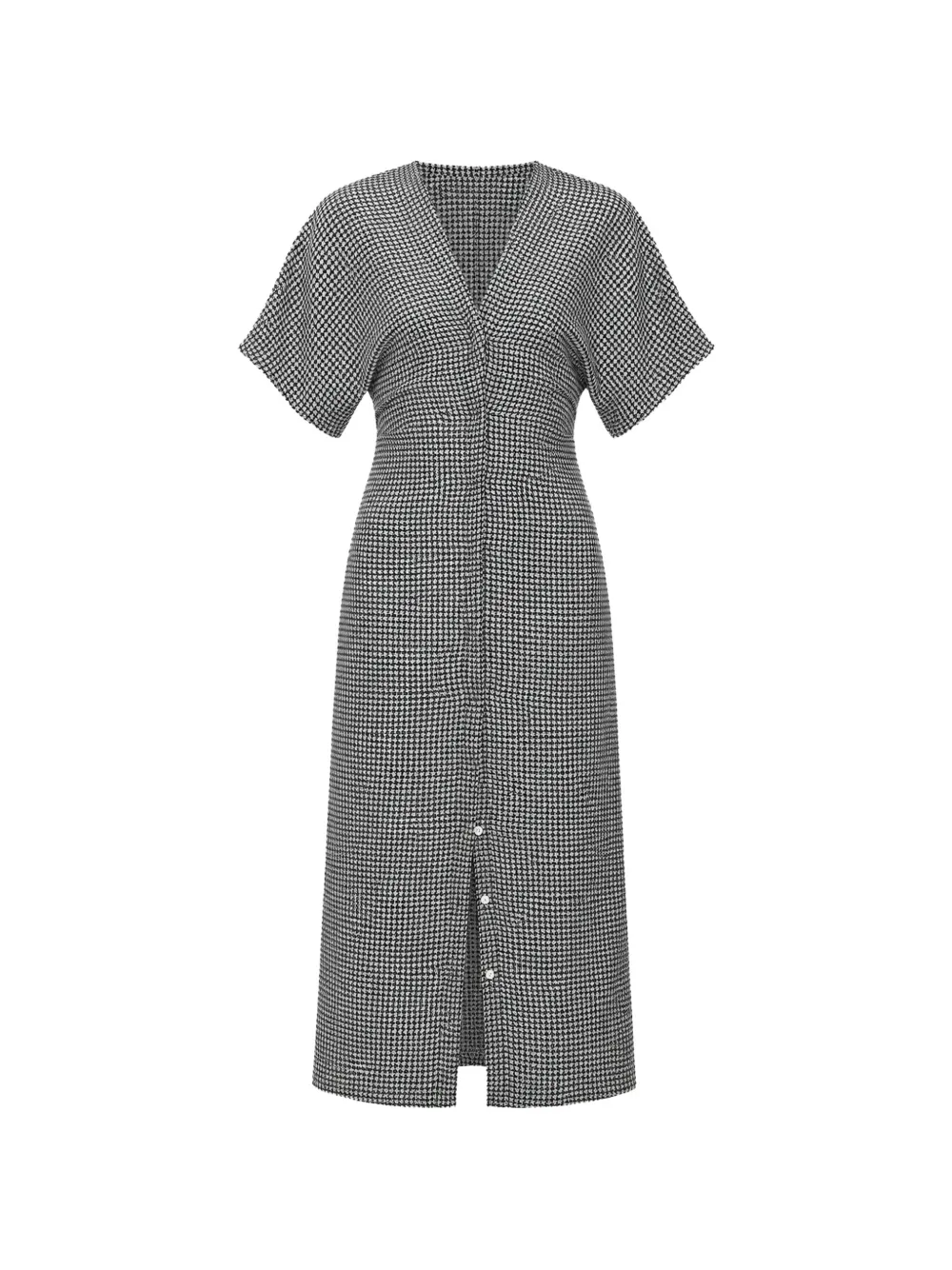 SUPER BLOND houndstooth-pattern short-sleeve midi dress