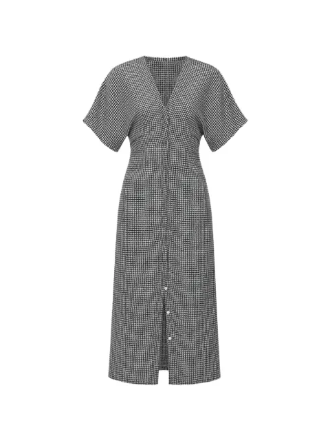 SUPER BLOND houndstooth-pattern short-sleeve midi dress