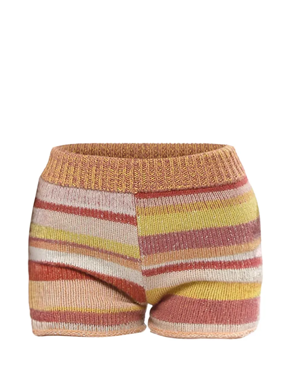 The Elder Statesman striped cashmere shorts - Orange