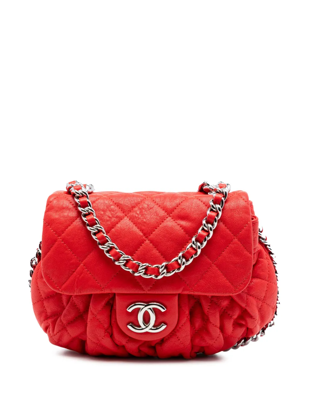 CHANEL Pre-Owned Borsa a tracolla Chain Around Flap CC mini in pelle di agnello trapuntata 2011 - Rosso