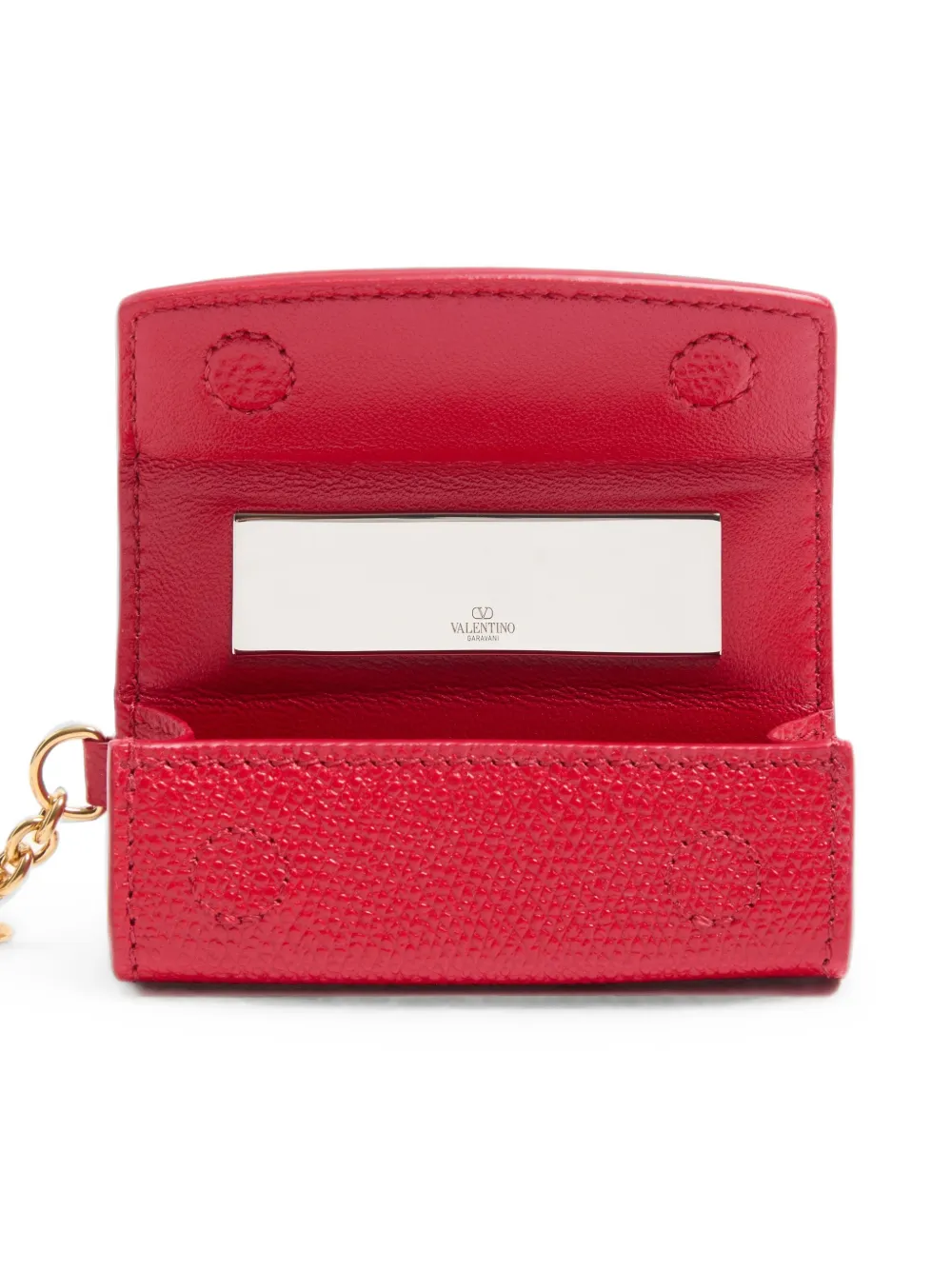 Valentino Garavani VLogo Signature kalfsleren bedel met lippenstifthouder Rood