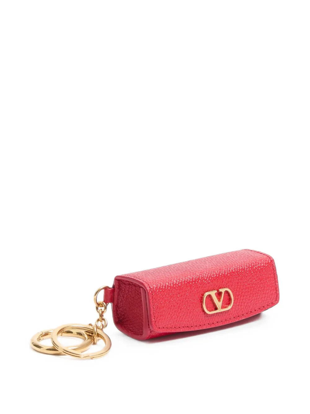 Valentino Garavani VLogo Signature kalfsleren bedel met lippenstifthouder Rood