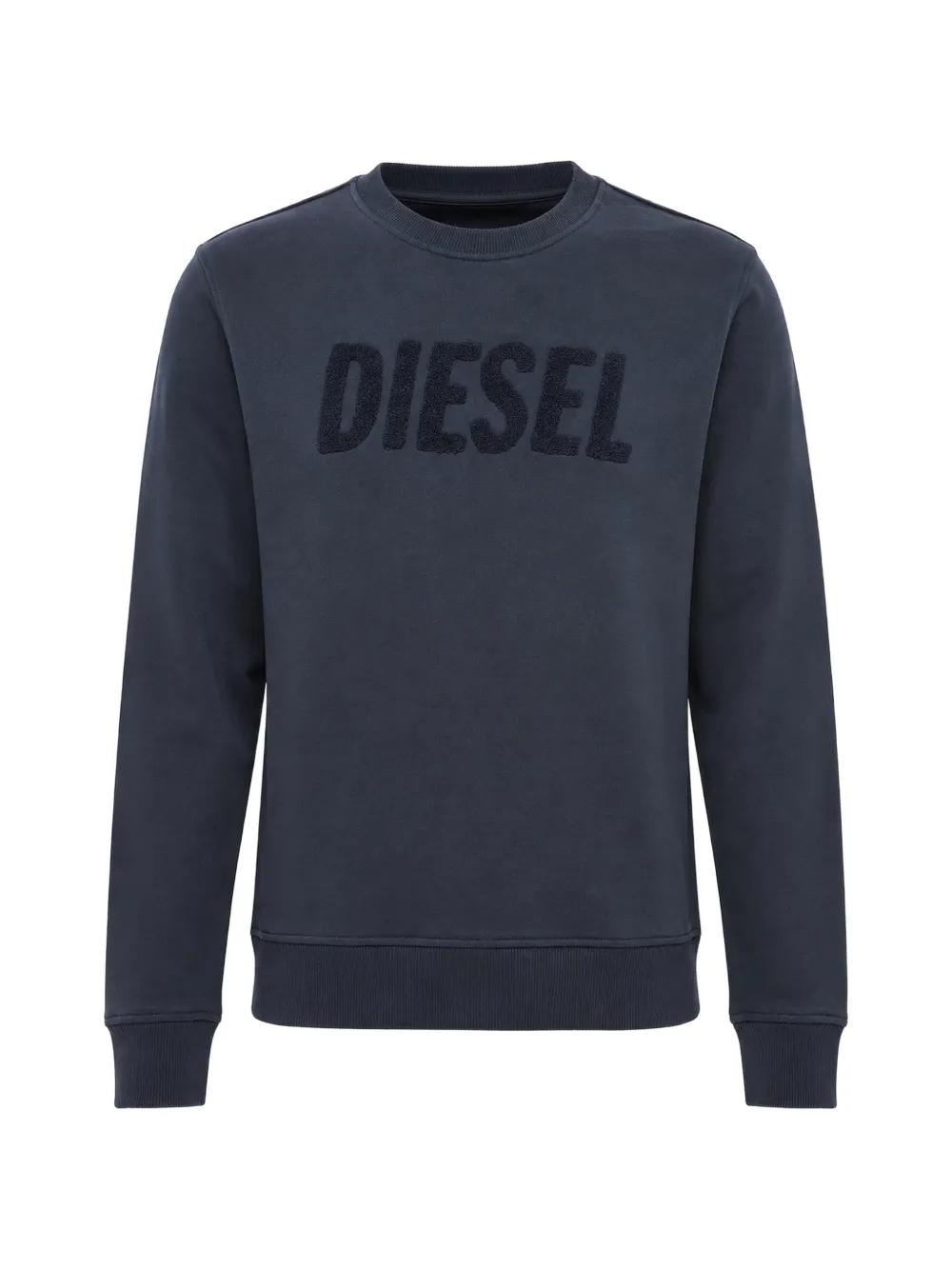 Diesel logo-embroidered brushed sweatshirt - Blau
