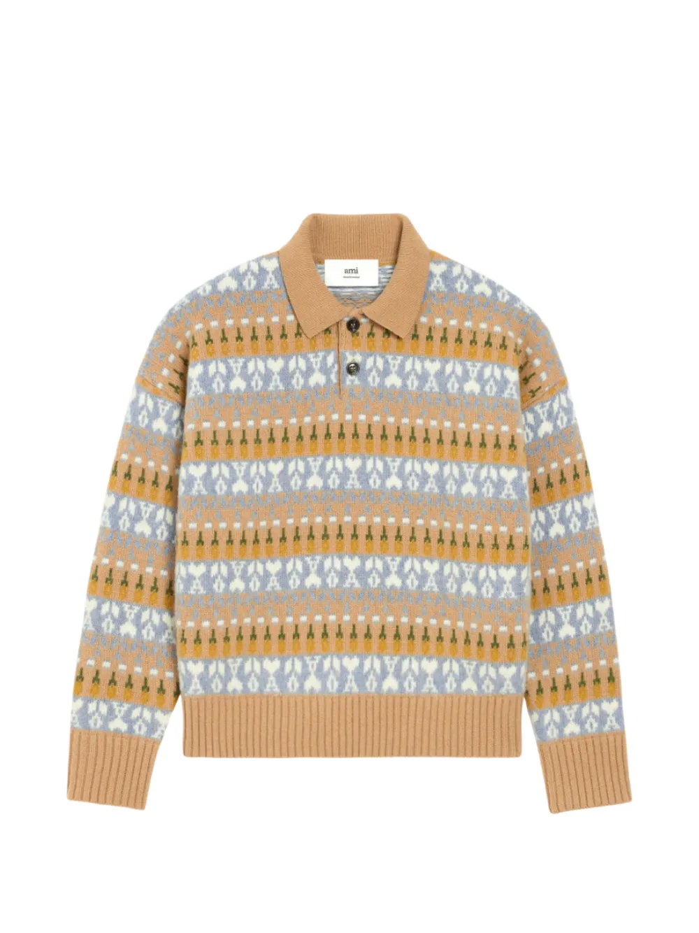 AMI Paris jacquard-knit polo sweater - Toni neutri