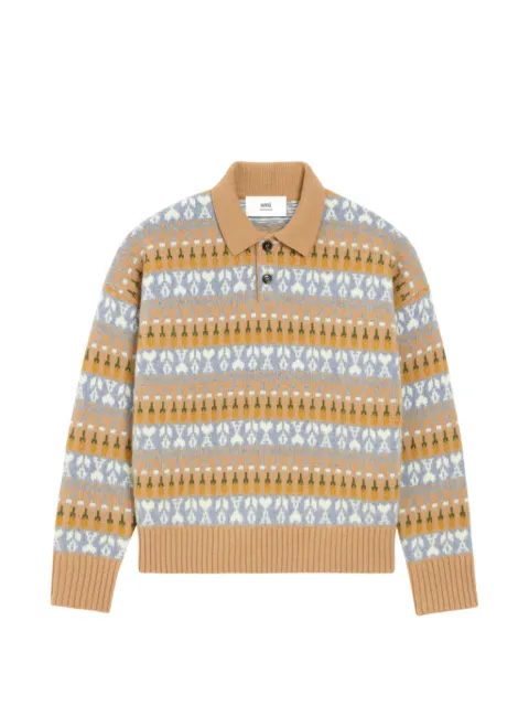 AMI Paris jacquard-knit polo sweater