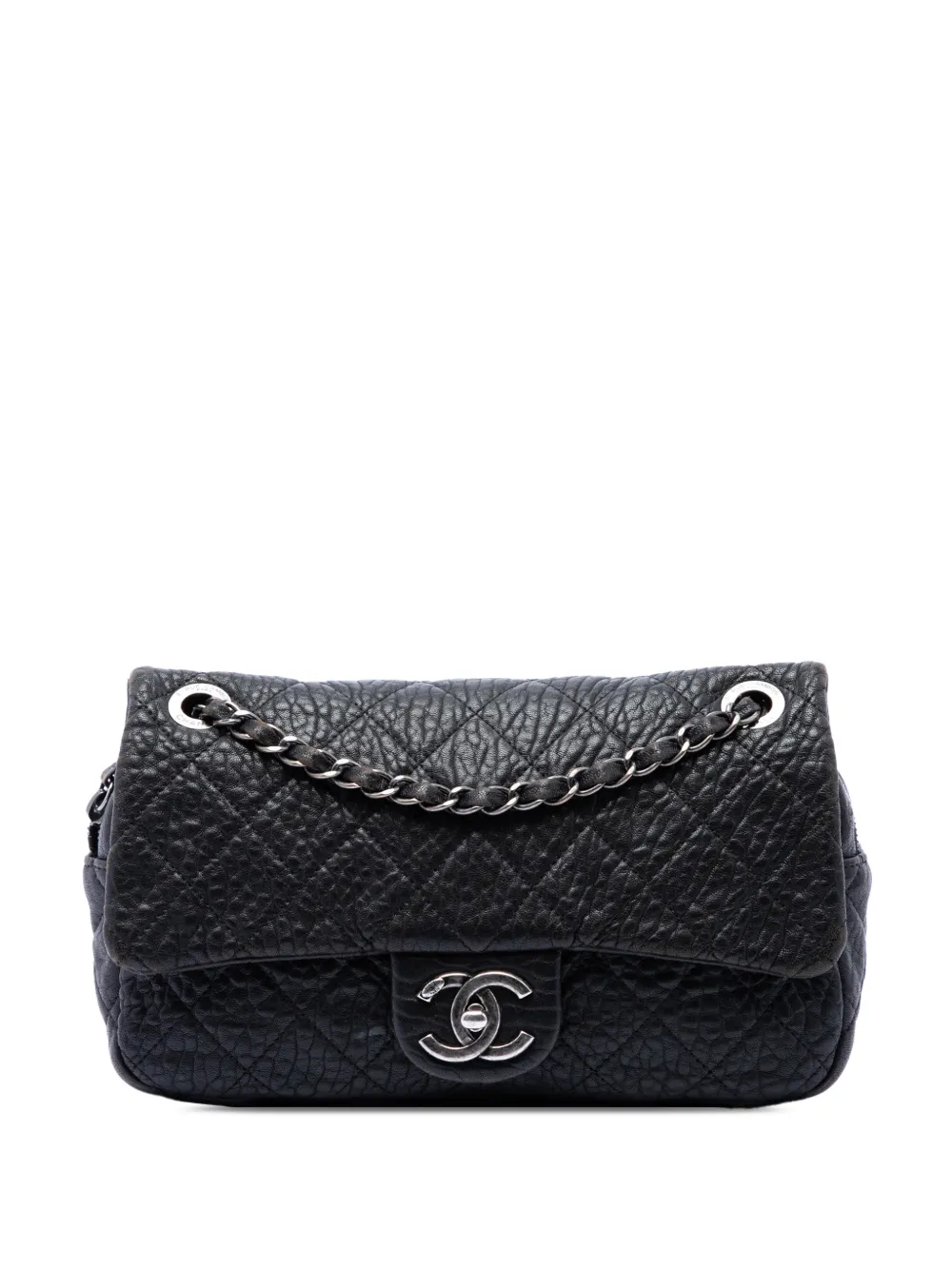 CHANEL Pre-Owned 2015-2016 Small Quilted Distressed Calfskin Easy Flap crossbody bag - Nero