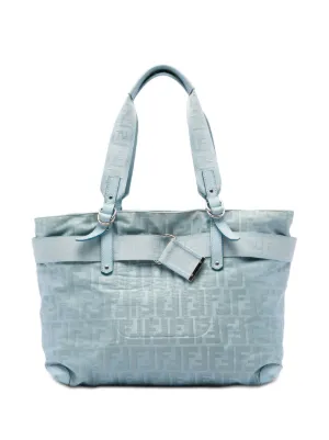 Fendi Pre-Owned 2000-2010 Zucca Nylon Zip Code Tote Bag | Blue