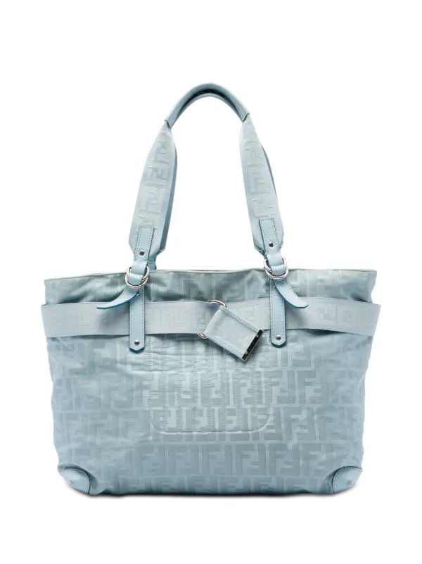 Fendi Pre-owned 2000-2010 Zucca Nylon Zip Code Tote Bag in Blue