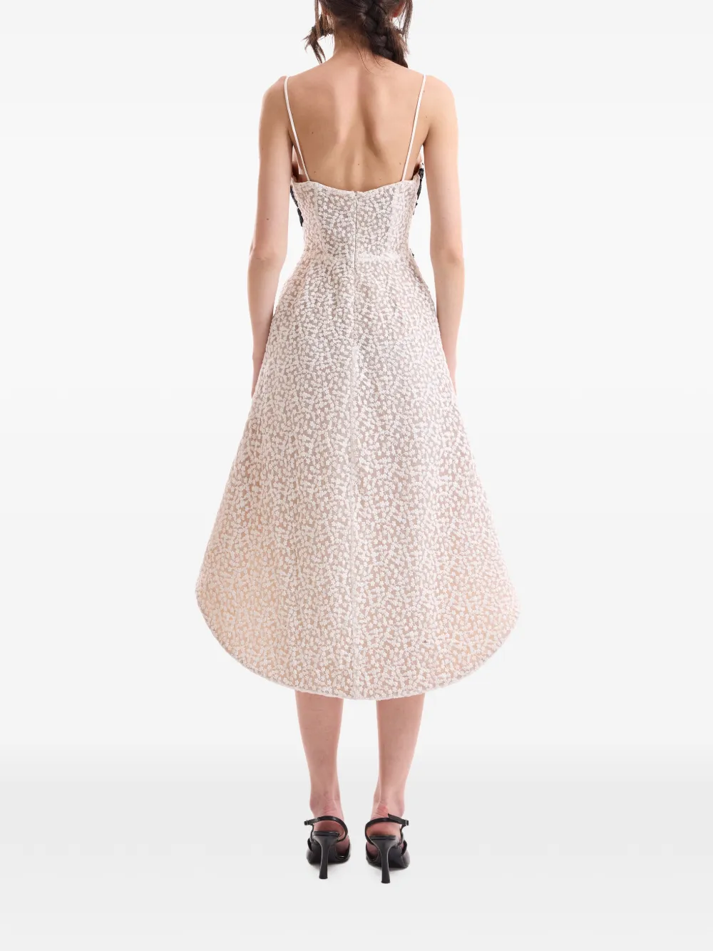 Gemy Maalouf High-low jurk met bloemenkant Beige