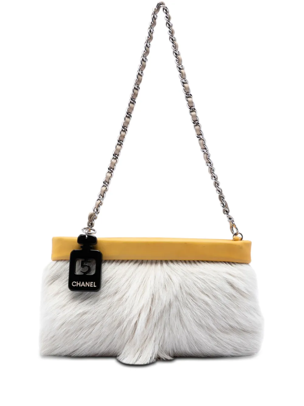 CHANEL Pre-Owned 2005-2006 Rabbit Fur No.5 Perfume Bottle Charm Pochette shoulder bag - Bianco