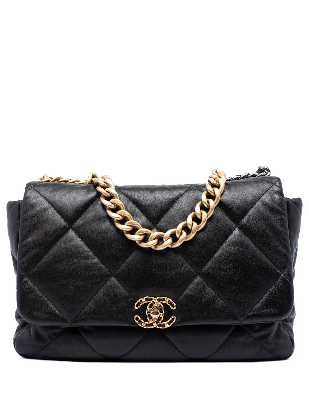 CHANEL Pre-Owned 2019 Maxi Lambskin 19 Flap satchel - Nero