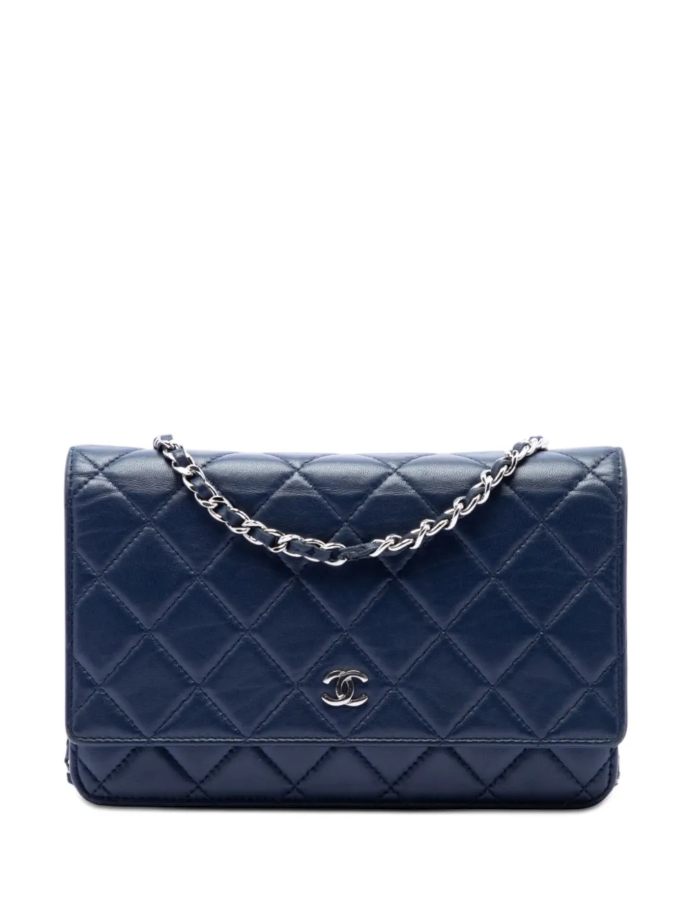 CHANEL Pre-Owned 2016-2017 CC Quilted Lambskin Wallet On Chain crossbody bag - Blu