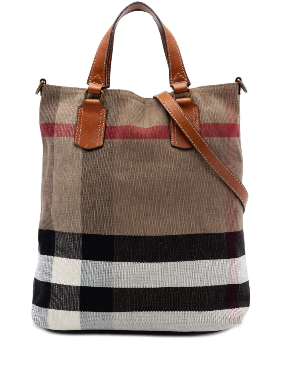 Burberry Pre-Owned 2000-2017 Medium Mega Check Canvas Tottenham Brit satchel - Marrone