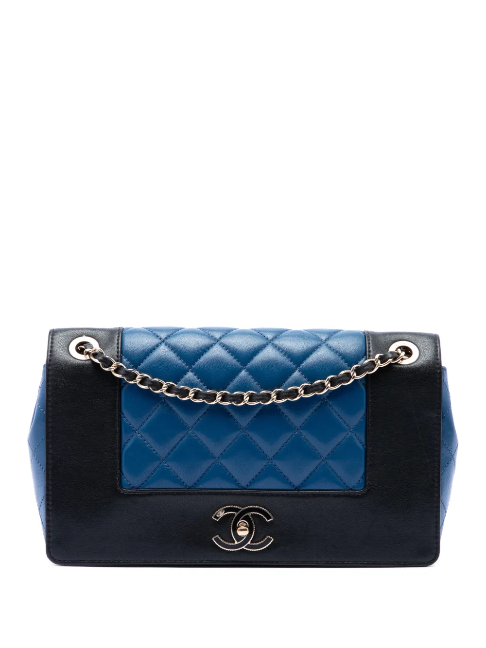 CHANEL Pre-Owned 2016-2017 Medium Bicolor Lambskin Mademoiselle Double Flap shoulder bag - Blu