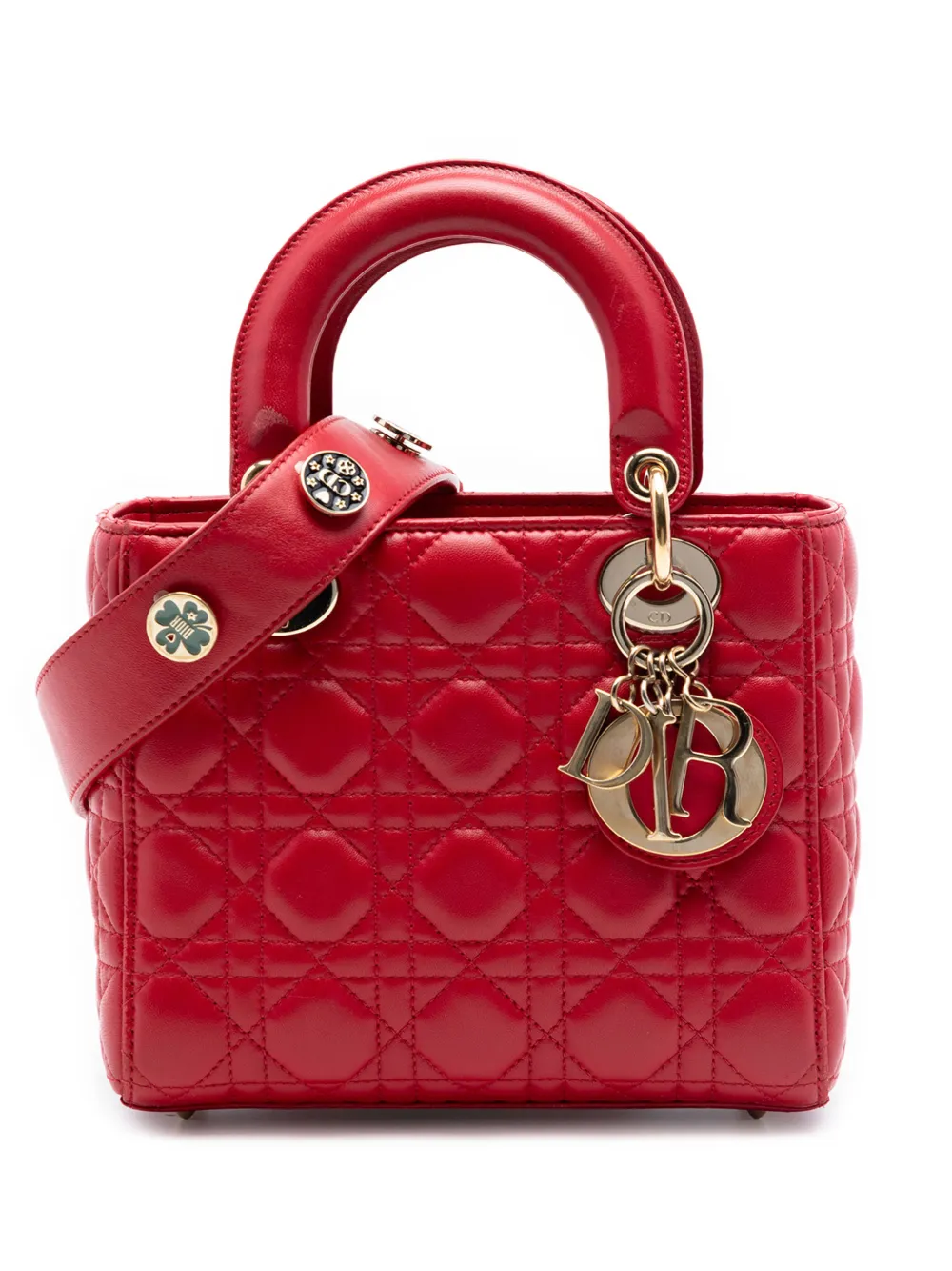 Christian Dior Pre-Owned 2018 Small Lambskin Cannage MyABCDior Lady Dior satchel - Red