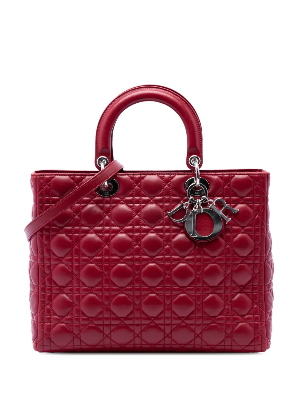 Christian Dior Pre-Owned 2010 große Cannage Lady Dior Satchel-Tasche - Rot