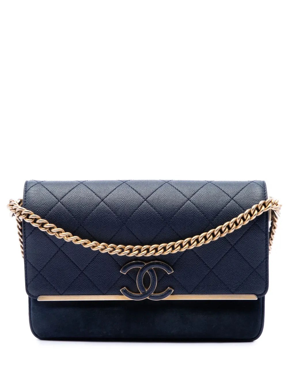 CHANEL Pre-Owned 2018-2019 CC Stitched Caviar and Suede Lady Coco Flap shoulder bag - Blu
