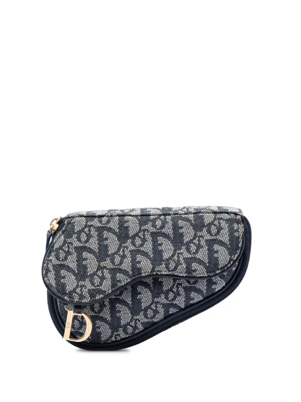 Dior Pre-owned 1998 Diorissimo Canvas Saddle Pouch in Blue