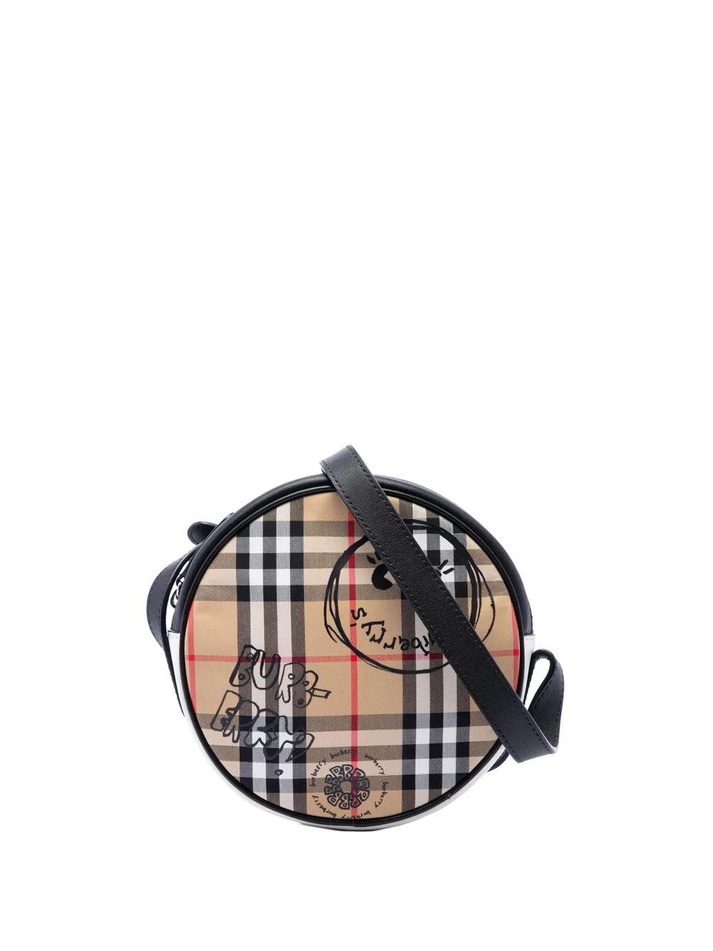 Burberry Pre-Owned 2000-2017 House Check Canvas and Calfskin Cartoon Print Round crossbody bag - Toni neutri