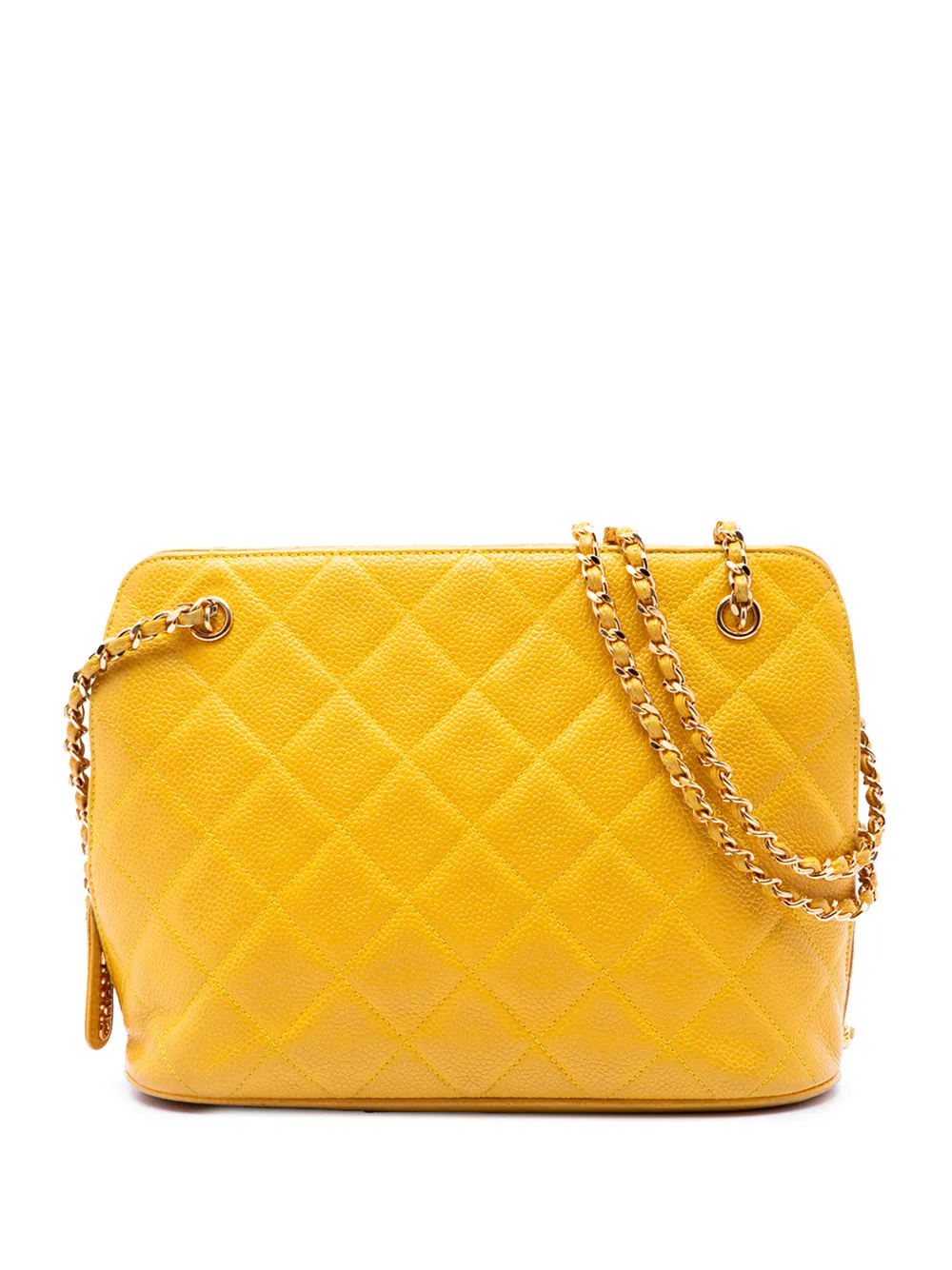 CHANEL Pre-Owned 1996-1997 Quilted Caviar Chain shoulder bag - Giallo