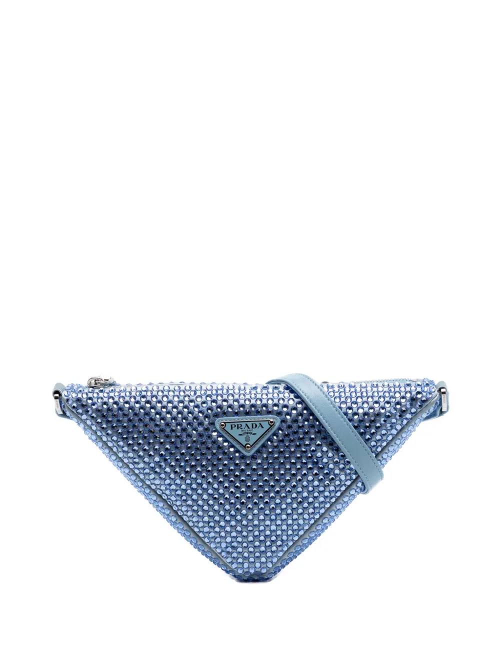 Prada Pre-Owned 2013-2026 Satin Crystal Embellished Triangle shoulder bag - Blu