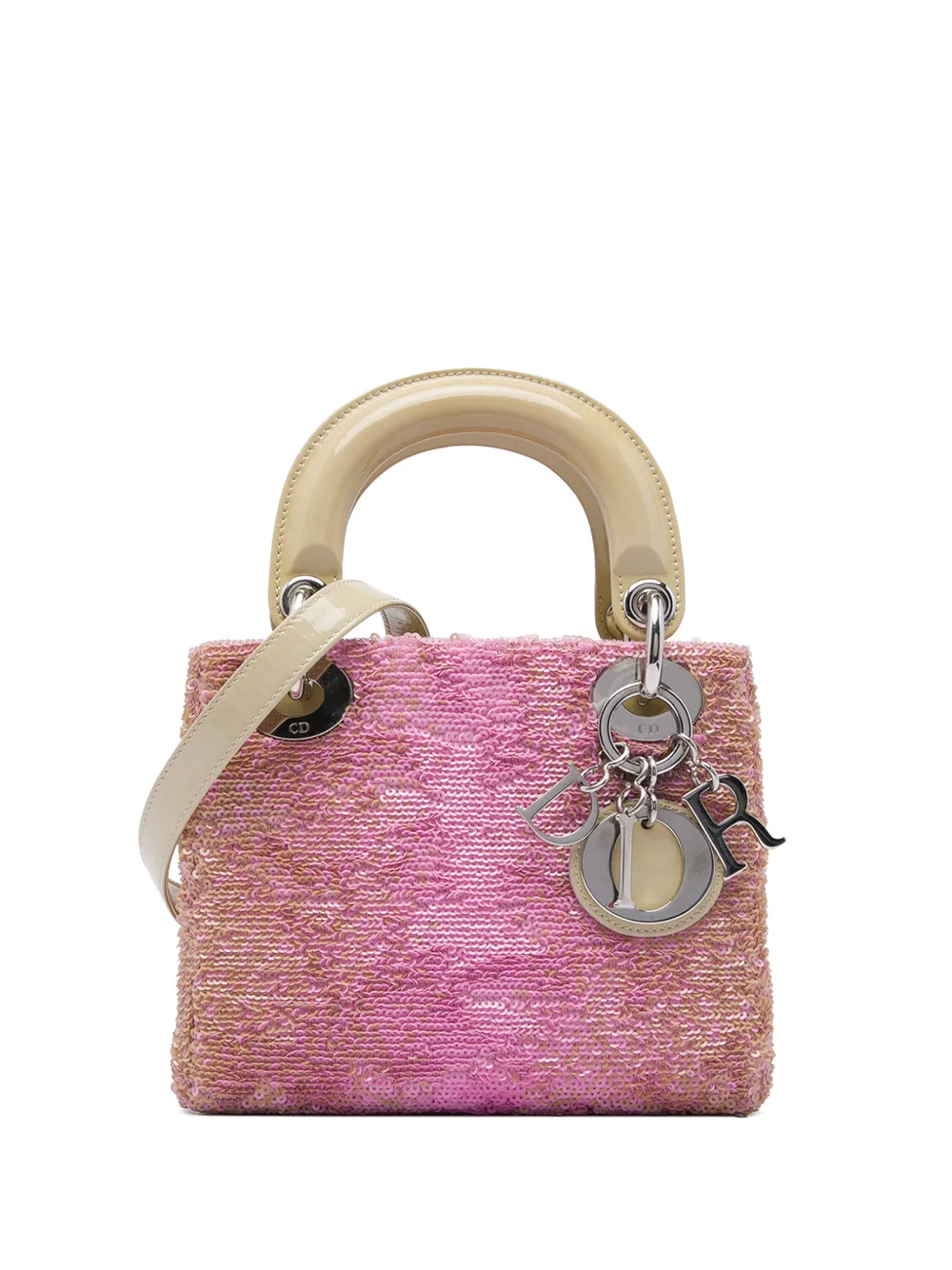 Christian Dior Pre-Owned 2013 Mini Patent Sequined Lady Dior satchel - Rosa