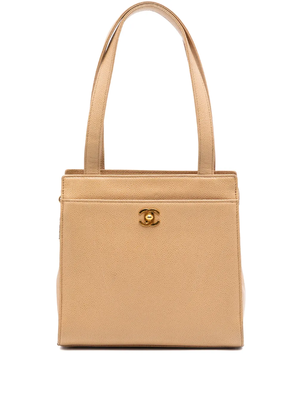 CHANEL Pre-Owned 1997-1999 CC Caviar Turn Lock tote bag - Toni neutri