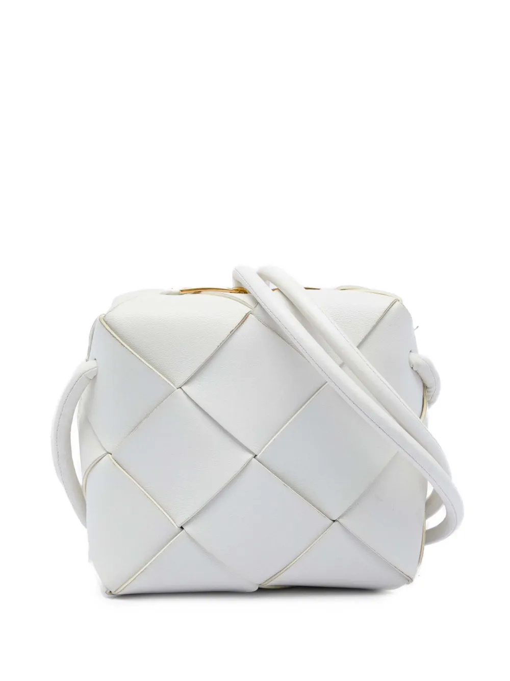 Bottega Veneta Pre-Owned 2012-2026 Mini Lambskin Intrecciato Cassette Camera Bag crossbody bag - Bianco
