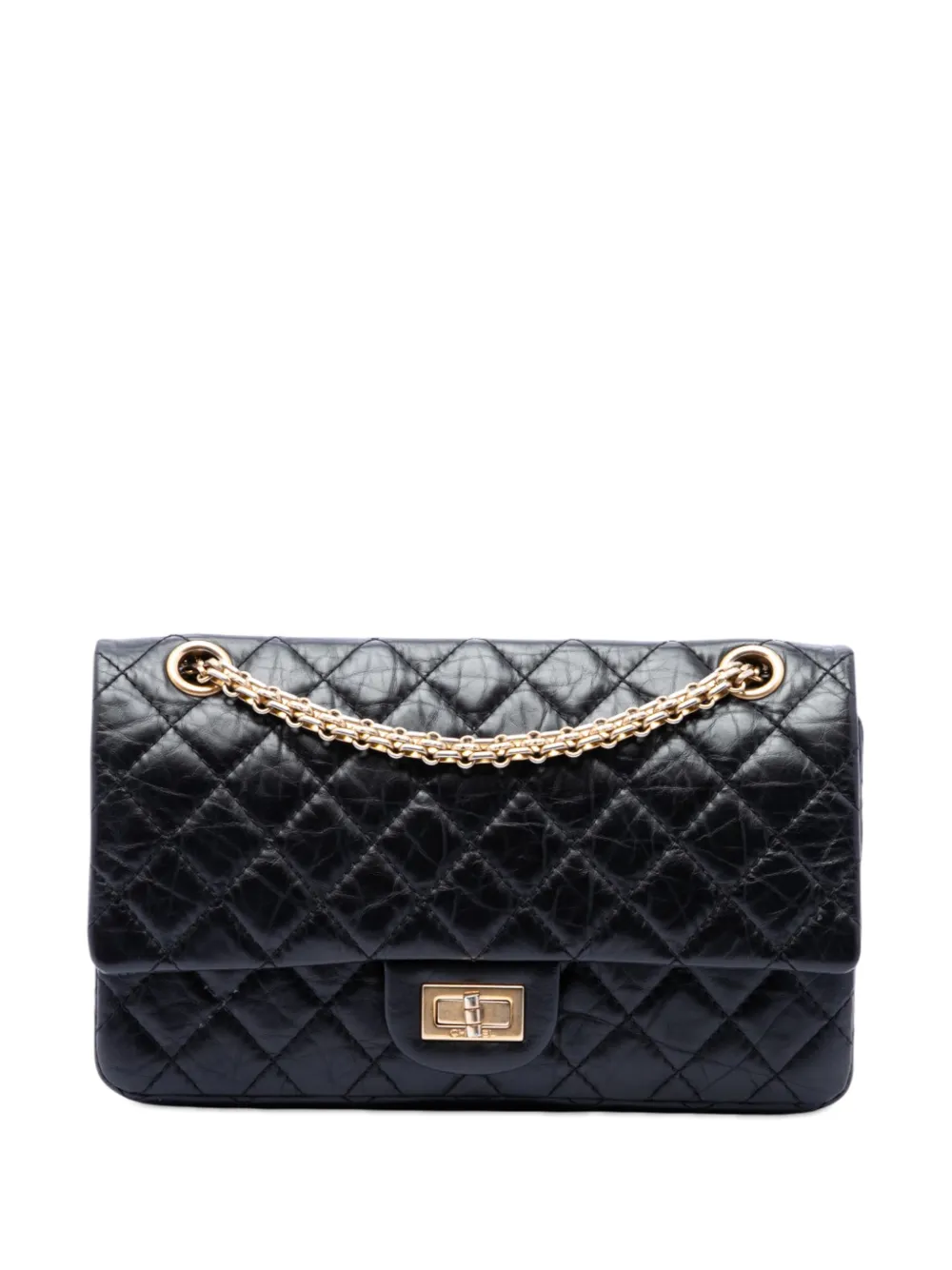CHANEL Pre-Owned 2009-2010 Quilted Aged Calfskin Reissue 2.55 Double Flap 225 shoulder bag - Nero