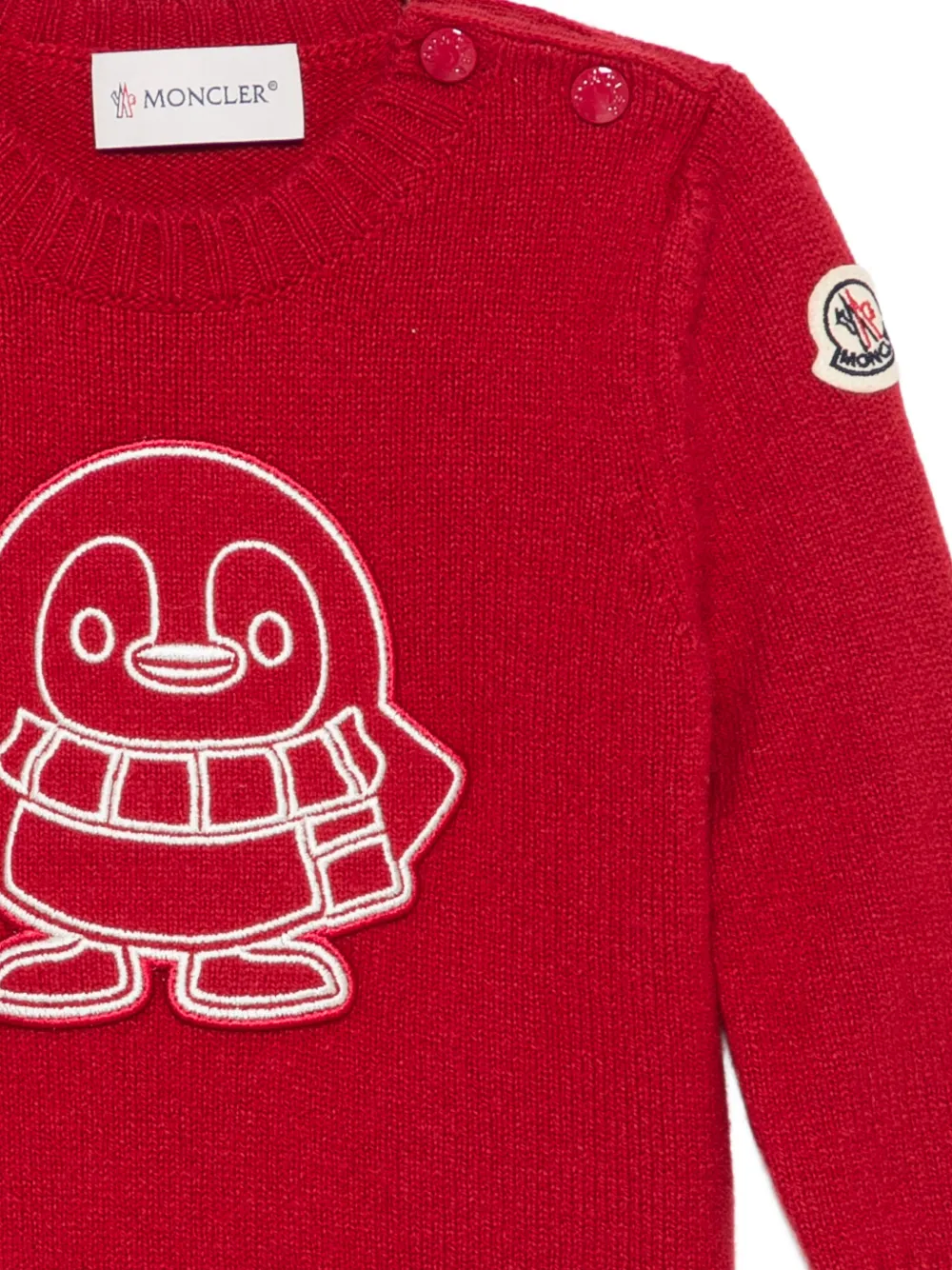 Moncler Enfant Gebreide trui met pinguïn-patch Rood