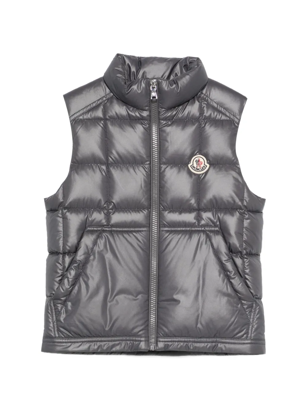 Moncler Enfant gilet matelassé à patch logo - Gris Moncler Enfant gilet matelassé à patch logo - Gris