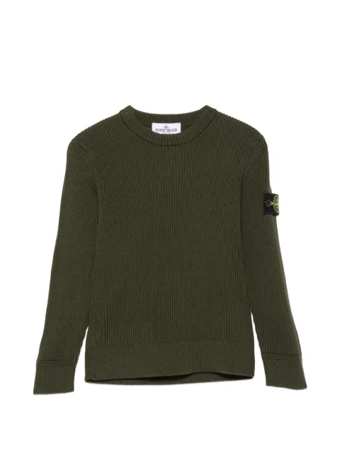 Stone Island Junior suéter tejido de canalé con parche Compass