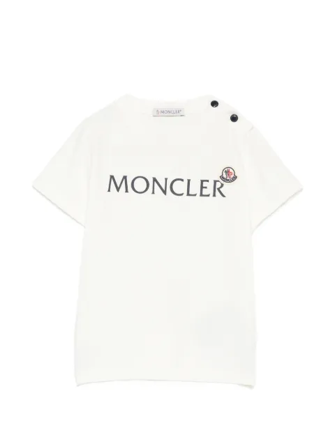 Moncler Enfant logo-print buttoned-shoulder T-shirt