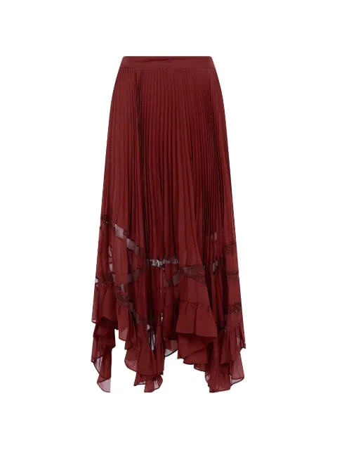 TWINSET pleated lace-trim midi skirt